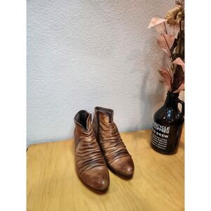 PIKOLINOS Brown Leather Ankle Boots Side Zip Block Heel Women EU 39